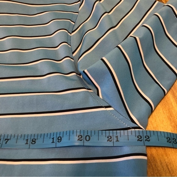FootJoy Short Sleeve Golf Shirt Polo Mens Size Medium Blue Stripes VG Condition - Picture 7 of 8